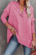 Batwing Sleeve Pocketed Henley Hoodie