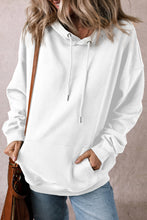 White Fleece Lined Kangaroo Pocket Drawstring Chunky Hoodie