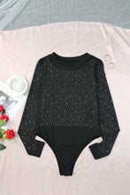 Rhinestone O-neck Long Sleeve Bodysuit