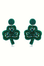 Blackish Green St Patrick Shamrock Rice Beaded Stud Earrings