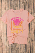 Pink FOREVER CHASING SUNSET Graphic T Shirt