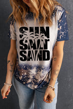 Multicolor Tie Dye SUN SALT SAND Graphic Crewneck T Shirt