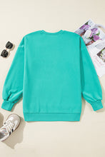 Sea Green Solid Fleece Lined Drop Shoulder High Low Sweatshirt