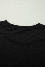 Black Exposed Seam Drop Shoulder Round Neck Sweatshirt with Slits