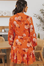 Vintage Floral Print Drawstring Flowy Dress