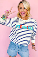 Blue Stripe Chenille FIRECRACKER Embroidered Sweatshirt