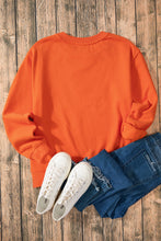 Russet Orange Glittering Pumpkin Season Graphic Drop Shoulder Pullover Sweatshirt