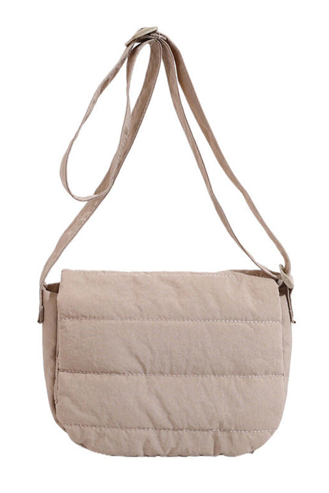 White Solid Minimalist Foldover Puffer Crossbody Bag