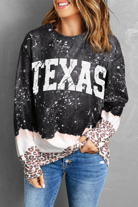 Snowy Christmas Graphic Leopard Bleached Sweatshirt