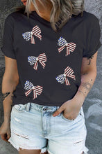 Black Sequined American Flag Bow Knot Plus Size Top