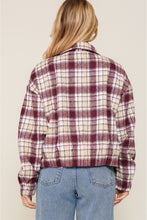 Multicolor Plaid Print Turn Down Collar Zip-up Jacket