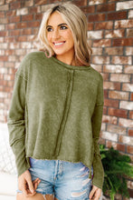 Rose Exposed Seamed High Low Raw Edge Sweatshirt