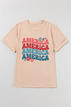 Khaki AMERICA Letter Floral Print T Shirt