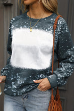 Blue Leopard Bleached Raglan Sleeve Crewneck Sweatshirt