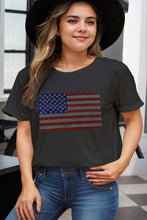 Black Rhinestone American Flag Plus Size Graphic T Shirt