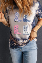 Multicolor Tie Dye Western Boots Printed Crewneck T-shirt