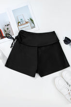 Black Drawstring Ruched High Waist Loose Swim Shorts