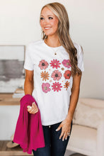 White Flower Graphic Crewneck T Shirt