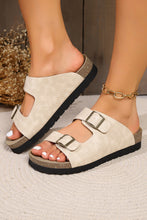 Beige Suede Textured Buckle Straps Beach Slippers