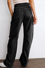 High Waist Straight Leg Cargo Pants with Pockets