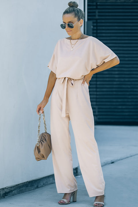 Apricot Oh So Glam Belted Wide Leg Jumpsuit