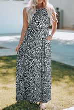 Leopard Print Pocketed Sleeveless Maxi Dress