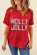 Red HOLLY JOLLY Letter Graphic Round Neck T Shirt