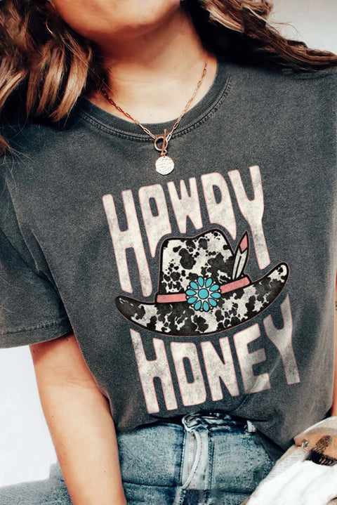 HOWDY HONEY Camiseta gráfica con sombrero de vaquero