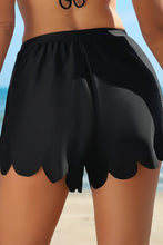 Black Scalloped Trim Beach Shorts