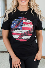 Black American Flag Baseball Graphic Crewneck T Shirt