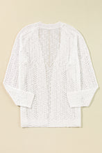 White Plus Size Eyelet Knit Open Front Cardigan