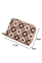 Khaki Flower Checkered PU Leather Wallet