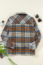 Cinnamon Plaid Print Chest Pockets Turn Down Collar Shacket