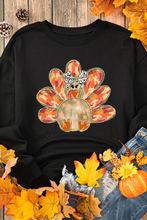 Black Thanksgiving Turkey Graphic Drop Shoulder Sweatshirt