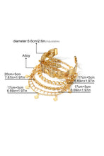 Gold Clover Charm Multi Layered Plated Adjustable Bracelet Set