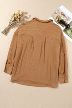 Camel Cable Knit Flap Pocket Shacket