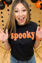 Black Halloween Spooky Crew Neck Casual Graphic Tee