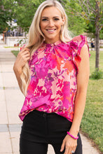 Floral Flutter Sleeves Frilled Neck Blouse