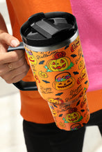 Orange Halloween Pumpkin Print Handle Large Tumbler 40oz