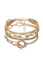 Gold Multi Layered Rhinestone Chain Bracelet Set