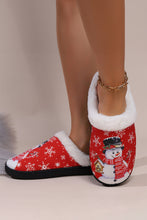 Fiery Red Christmas Snowman Print Plush Home Slippers