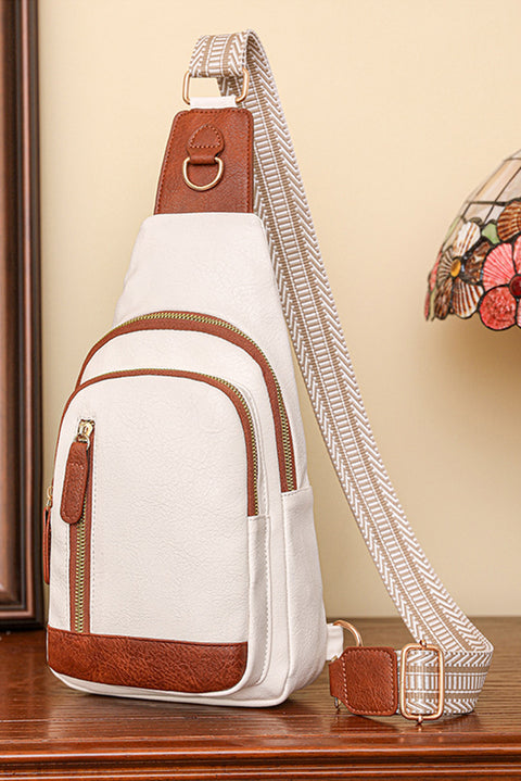 White Vintage PU Leather Zipped Crossbody Bag