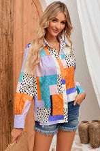 Multicolor Mixed Print Button Front Cuffed Sleeve Shirt