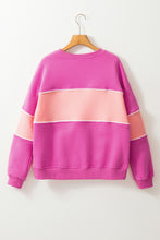 Sachet Pink Colorblock Patchwork Drop Shoulder Ribbed Trim Sweatshirt