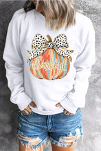 Beige Polka Dot Bow Knot Pumpkin Print Thanksgiving Sweatshirt