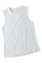 White Crew Neck Pleated Tank Top