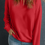 Red Solid Classic Crewneck Pullover Sweatshirt