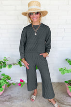 Sage Green Solid Quilted Pullover and Pants Outfit