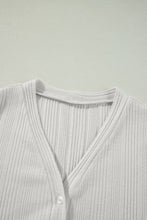 White Solid Color Ribbed Button up Tunic Cardigan