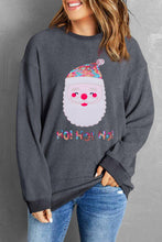 Black Sequin HO HO HO Santa Claus Graphic Corded Sweatshirt